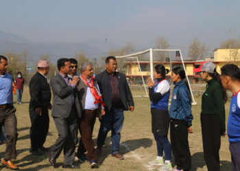 खेलकुद मन्त्री अथकद्धारा पोखरा रंगशालाको निरिक्षण