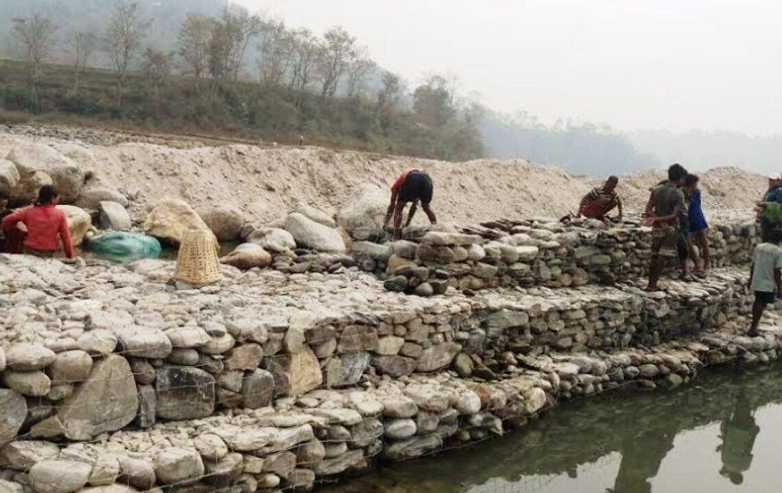 चितवनको ढुङ्ग्रे खोलामा तटबन्ध निर्माण थालियो