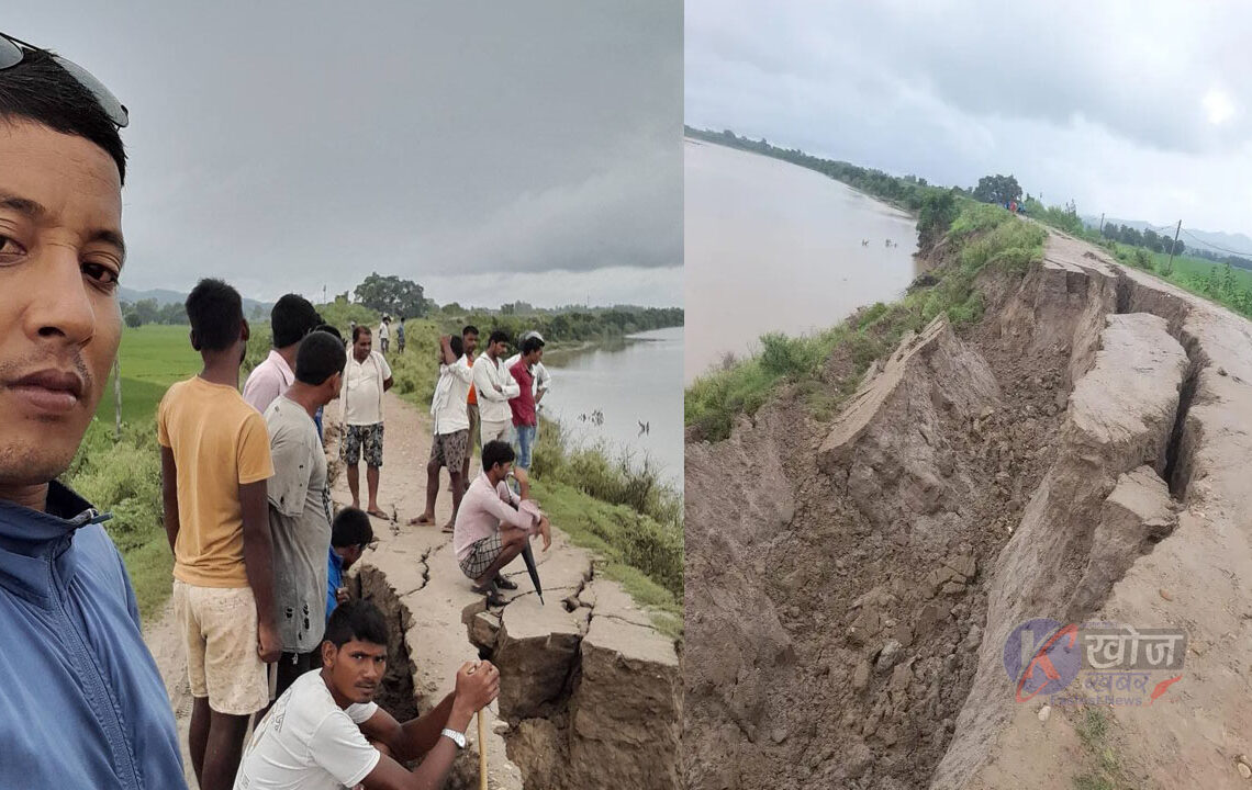 राप्ती नदि गाउँ पस्न थालेपछि स्थानीय चिन्तित