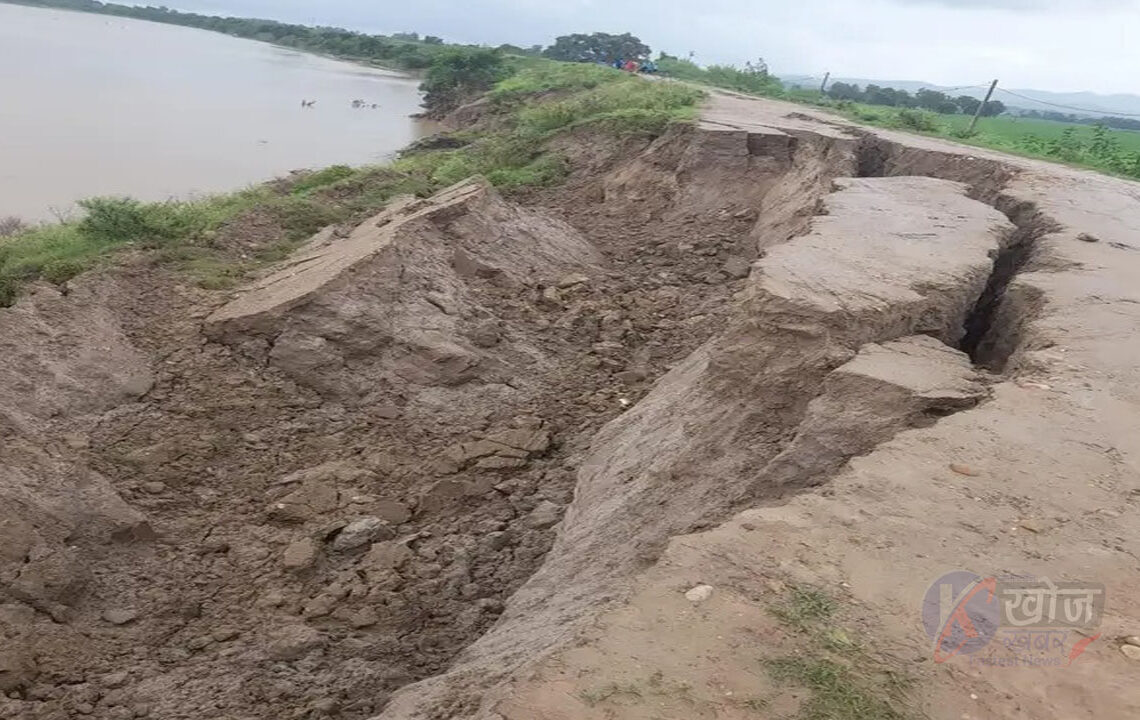 राप्ती नदि गाउँ पस्न थालेपछि स्थानीय चिन्तित