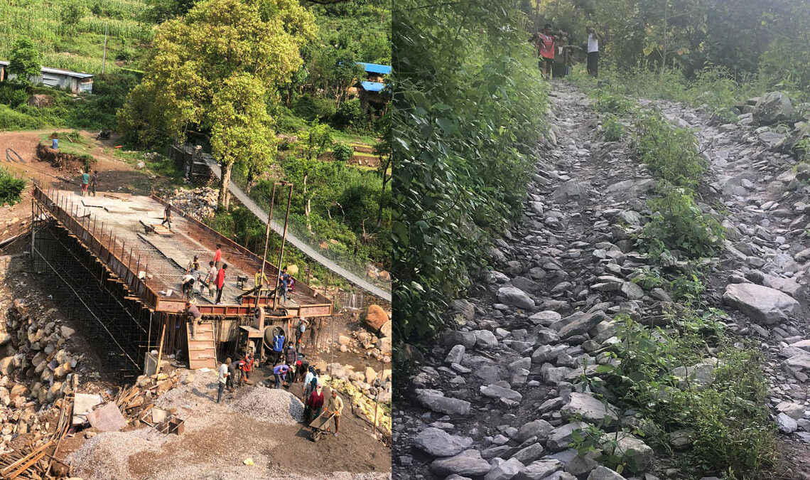 रिघाको ठुलो चौर देखी साउनेखोला सम्म मोटर बाटो मर्मत अलपत्र