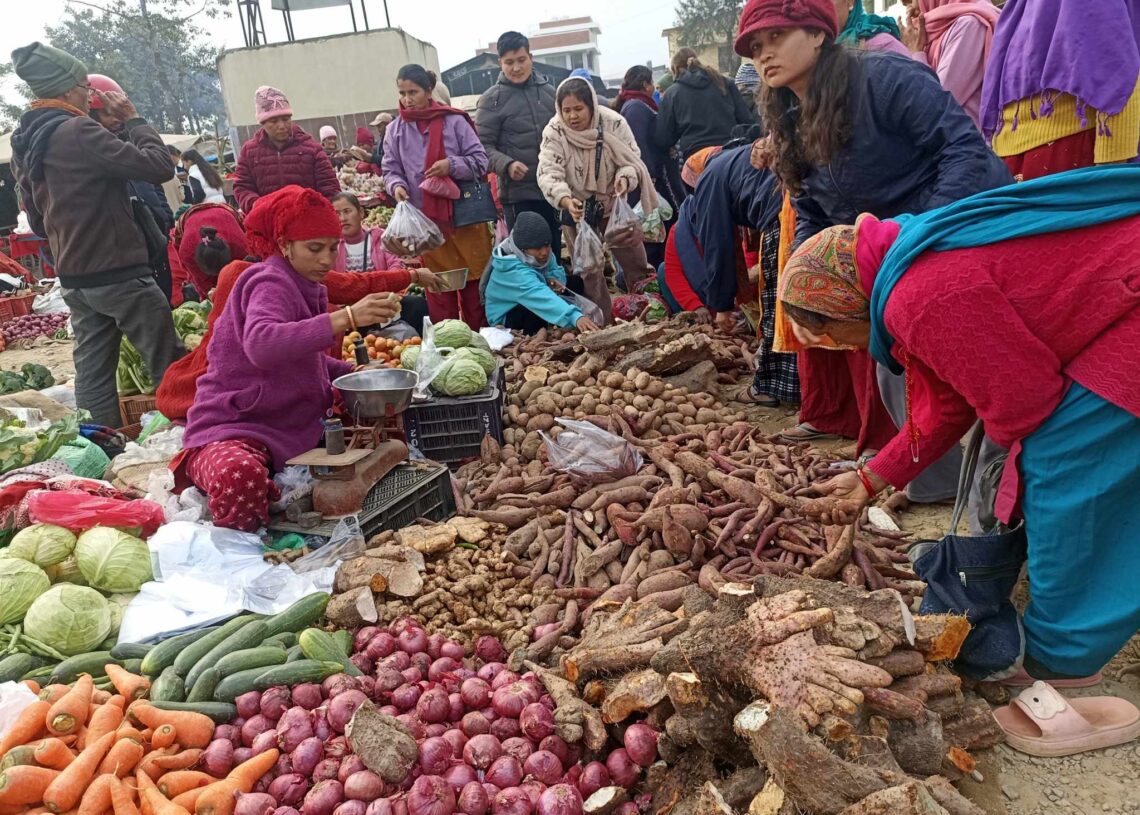 बाँकेका कृषि हाटबजारमा तरूल किन्नेको भिड (फोटो फिचर)