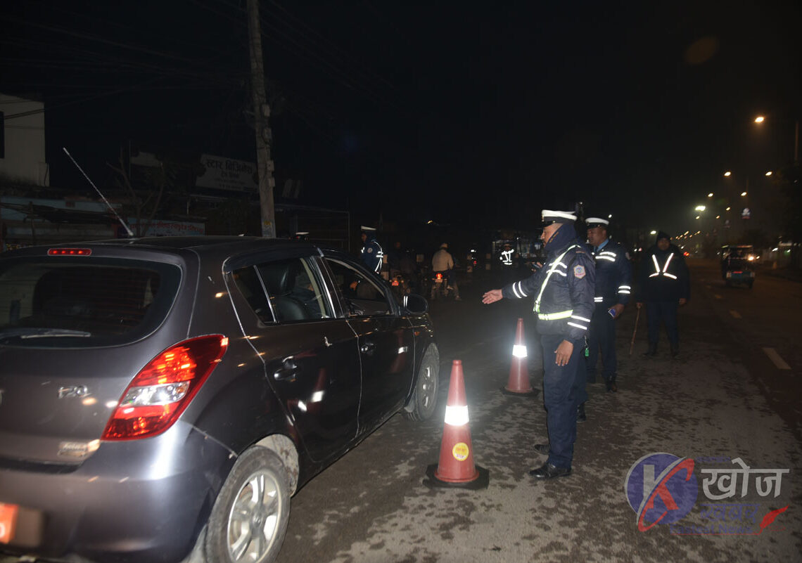 दुर्घटना न्यूनिकरण गर्न ट्राफिक प्रहरीको अभियान : छड्के जाँचमा ६ जनालाई कारवाही