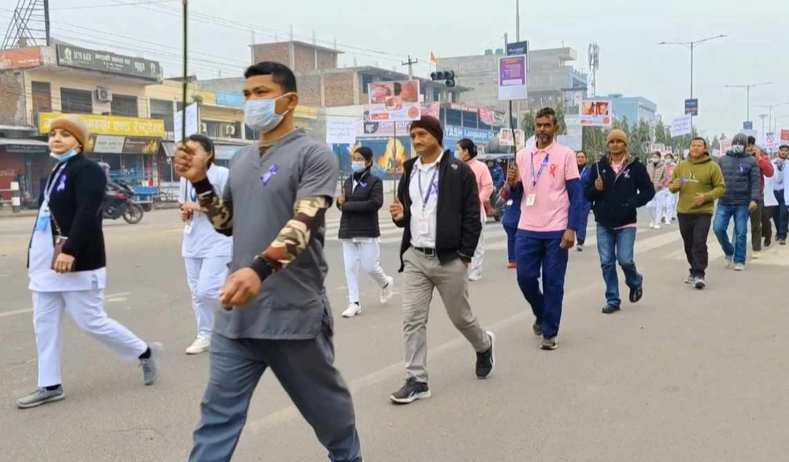 क्यान्सर अस्पताल खजुराको सचेतनामूलक प्रभातफेरी