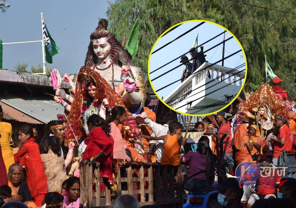 कडा सुरक्षाकाबीच बाँकेमा दुर्गा भवानीको मूर्ति शान्तिपूर्ण रुपमा विसर्जन
