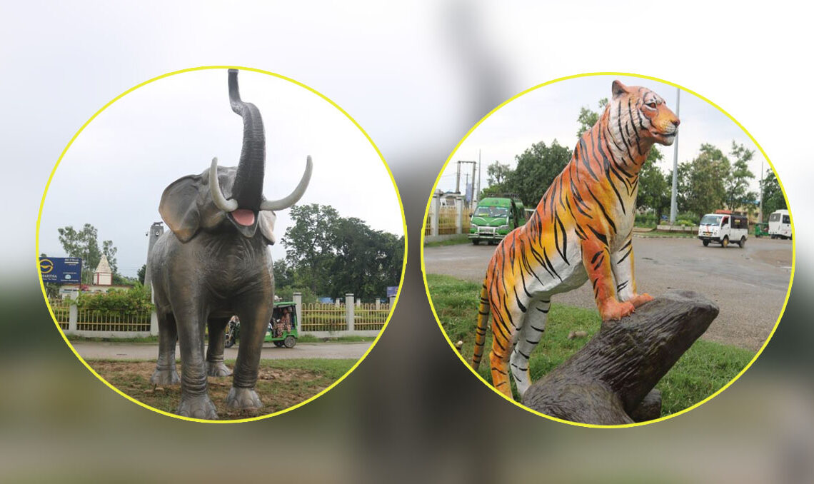 पर्यटन प्रर्वधनका लागि कोहलपुर चौराहमा जनावरको मूर्ति