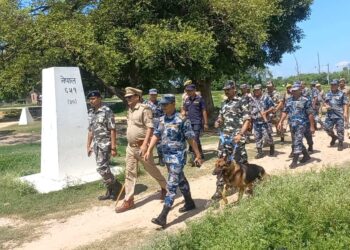 तालिमप्राप्त कुकुरसहित नेपाल–भारत सीमा क्षेत्रमा संयुक्त गस्ती