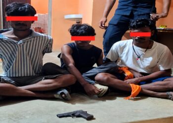 लहानमा पेस्तोल र म्याग्जिनसहित तीन जना पक्राउ