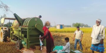 थ्रेसर चलाएर गाउँमै स्वरोजगार, सात वर्षमा अमजतको अनुभव